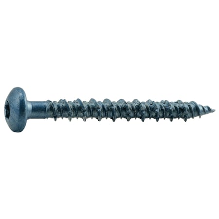 Masonry Screw, 1/4 Dia., Pan, 2 1/4 In L, Steel Blue Ruspert, 100 PK